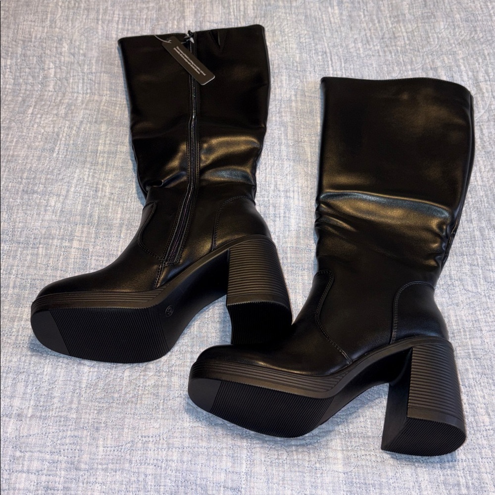 Athlefit Black Knee High Platform Boots - Picture 8 of 12